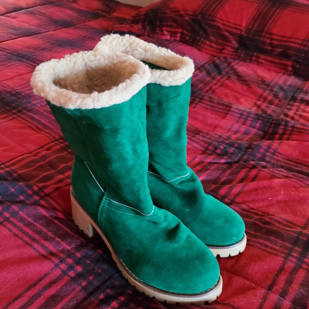 Green swede like boots